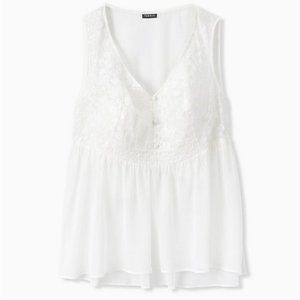 Torrid Babydoll Chiffon Embroidered TopT